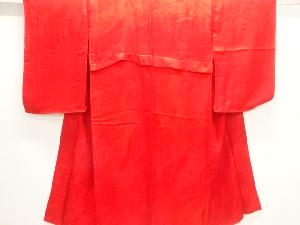 アンティーク　綸子鶴に花・檜扇模様織出し長襦袢